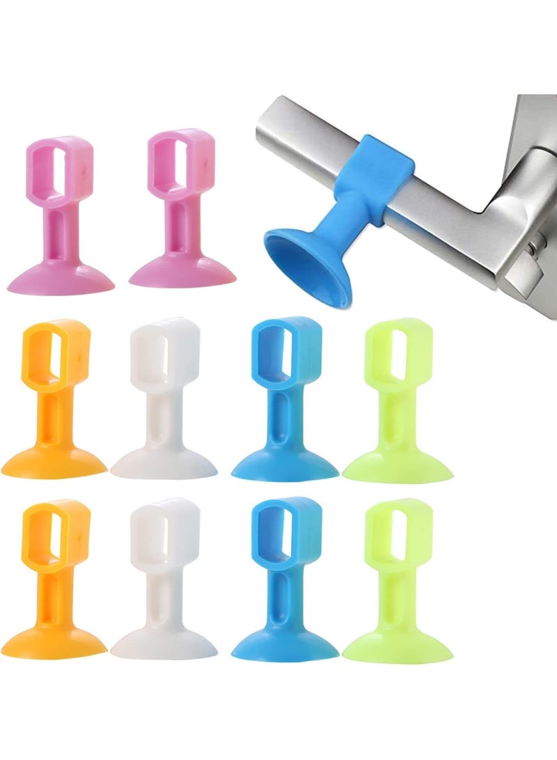 ChicAbode Basic Outline Door Stop Buffer Bumper Clear Rubber Door stopper Easy to Install Silicone Lever Door Handle Stopper Protect Walls Glass and Furniture from Damage Door Slam Stoppers (pack of 10) - Image 1